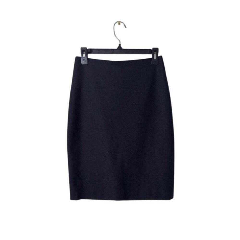 CALVIN KLEIN COLLECTION Navy Wool Blend Pencil Skirt Size 2 Cashmere Nylon Spand